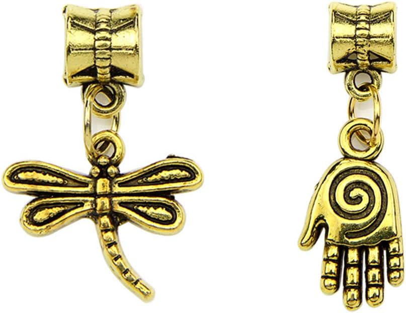 Alloy Dangle Spacer Beads Bails Connector with Multistyle Pendant Charm Dangler for DIY Bracelet Necklace Jewelry Making Accessaries(40pcs) (Golden) image 2