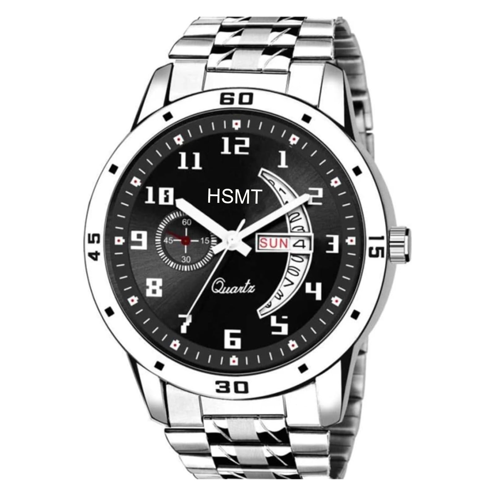 hsmt HT-201 Blue, Black & Silver Dial, Day & Date Functioning, Stainless Steel Strap Analog Watch for Men & Women (Black) (B0CNJ739F3) Amazon Price History, Amazon Price Tracker