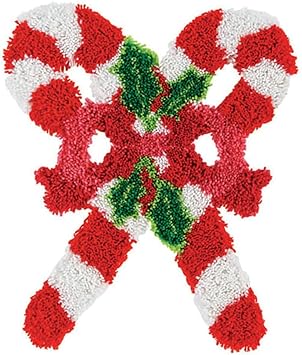 LAPATAIN Latch Hook Kits DIY Crochet Yarn Kits,Christmas Candy Carpet Embroidery Hook Rug Kit Needlework Sets Cushion for Adults Home Decor 15x20inch