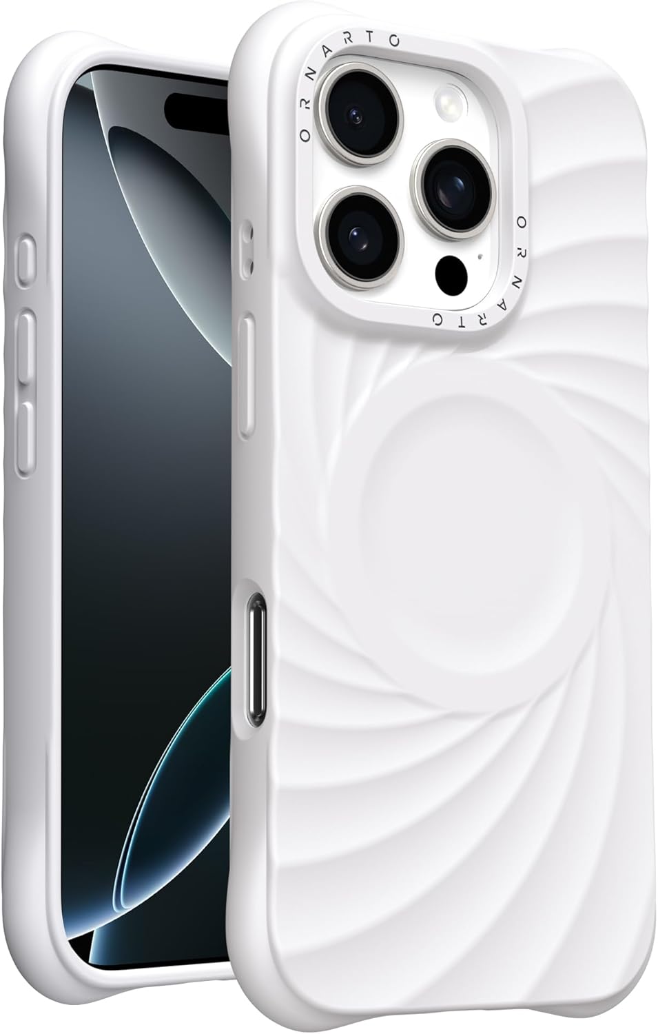 ORNARTO Vortuxe for iPhone 16 Pro Max Case 6.9" | 2X MIL-STD Drop Protection | Compatible with MagSafe | Sleek Aesthetic Liquid Silicone Phone Cover - White