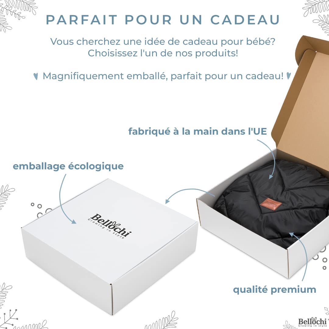 Bellochi Chanceliere Universelle pour Poussette - Chanceliere Cosy et Chaude avec Fermeture Éclair - Capuche Réglable et Col Fourrure Amovible (X - Noir)