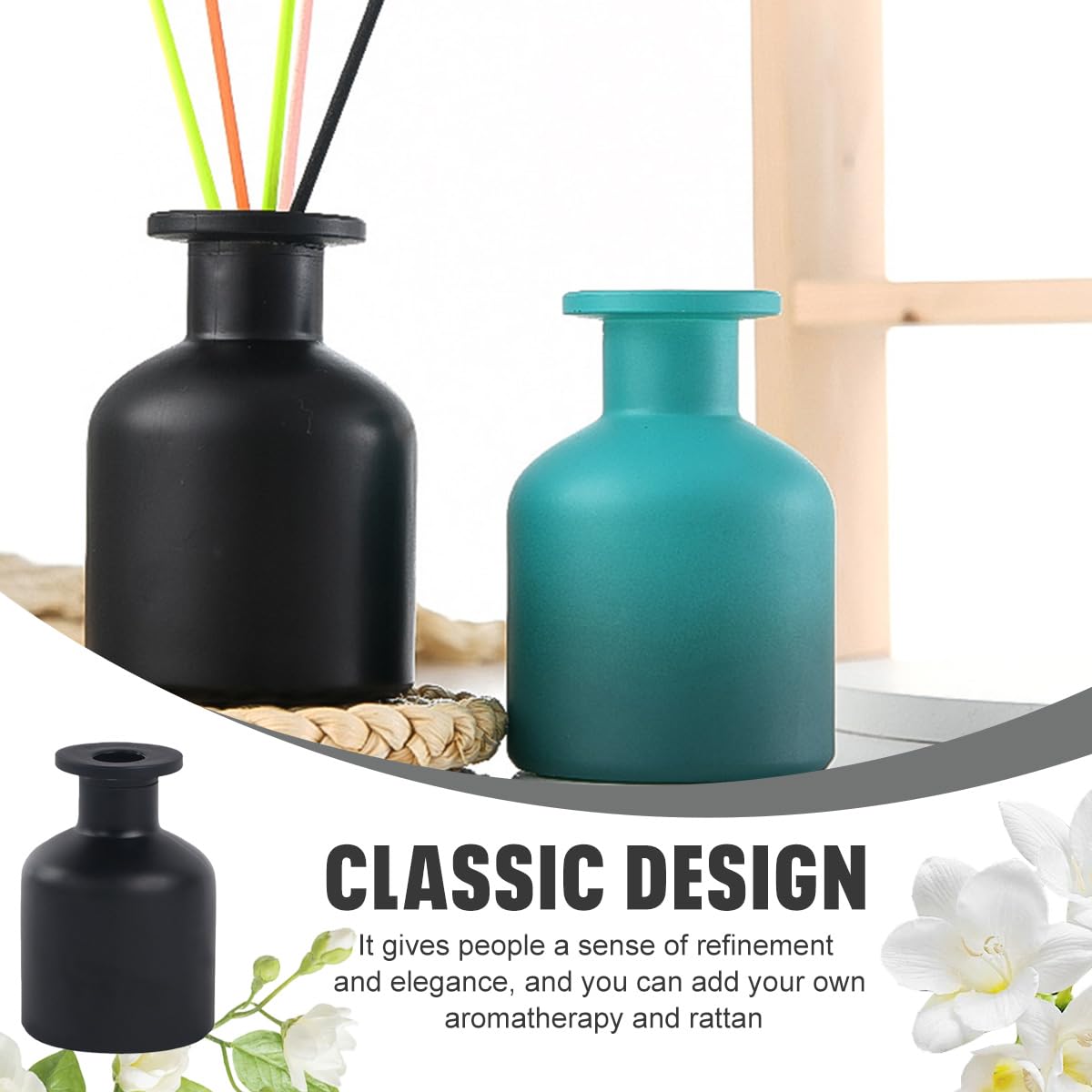 1 diffusore in vetro vuoto da 150 ml, nero, per aromaterapia, accessori per profumi, dispenser di