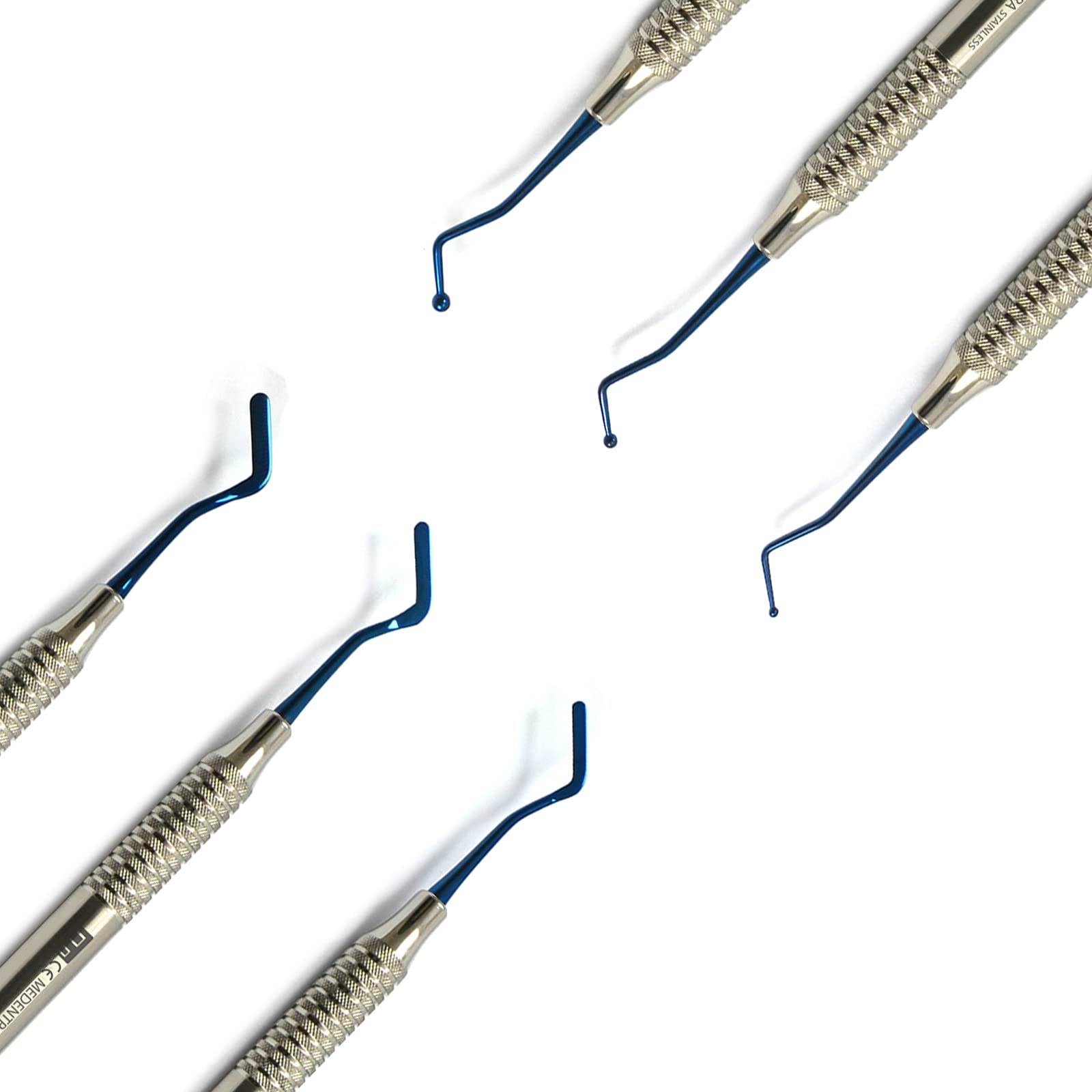 MEDENTRA Orthodontic Composite filling instruments Kit Blue Titanium Coated (Set of 3) Dental Scalers for Filling Contouring Composite Dental Lab
