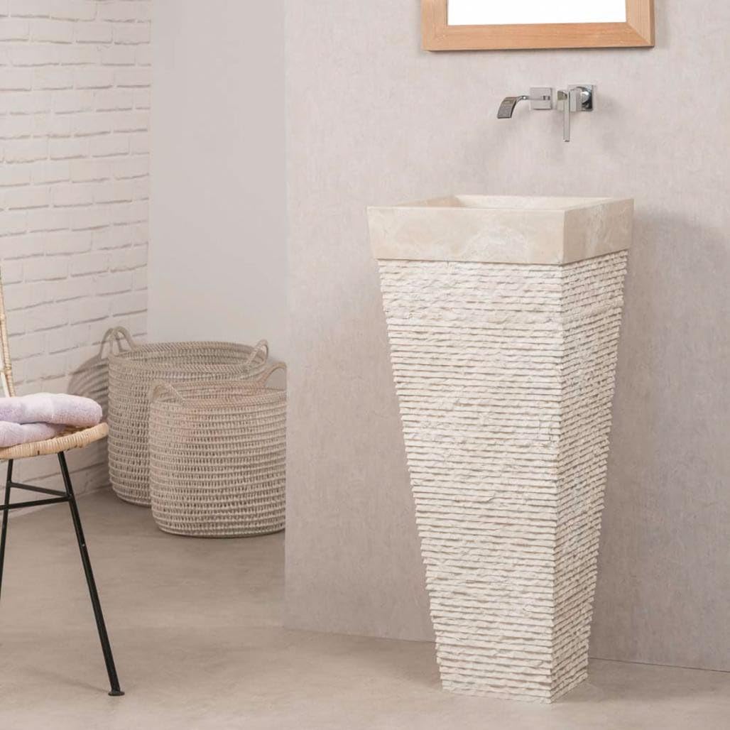 wanda collection - Lavabo de pie piramidal de Piedra para Cuarto de baño Habana Crema