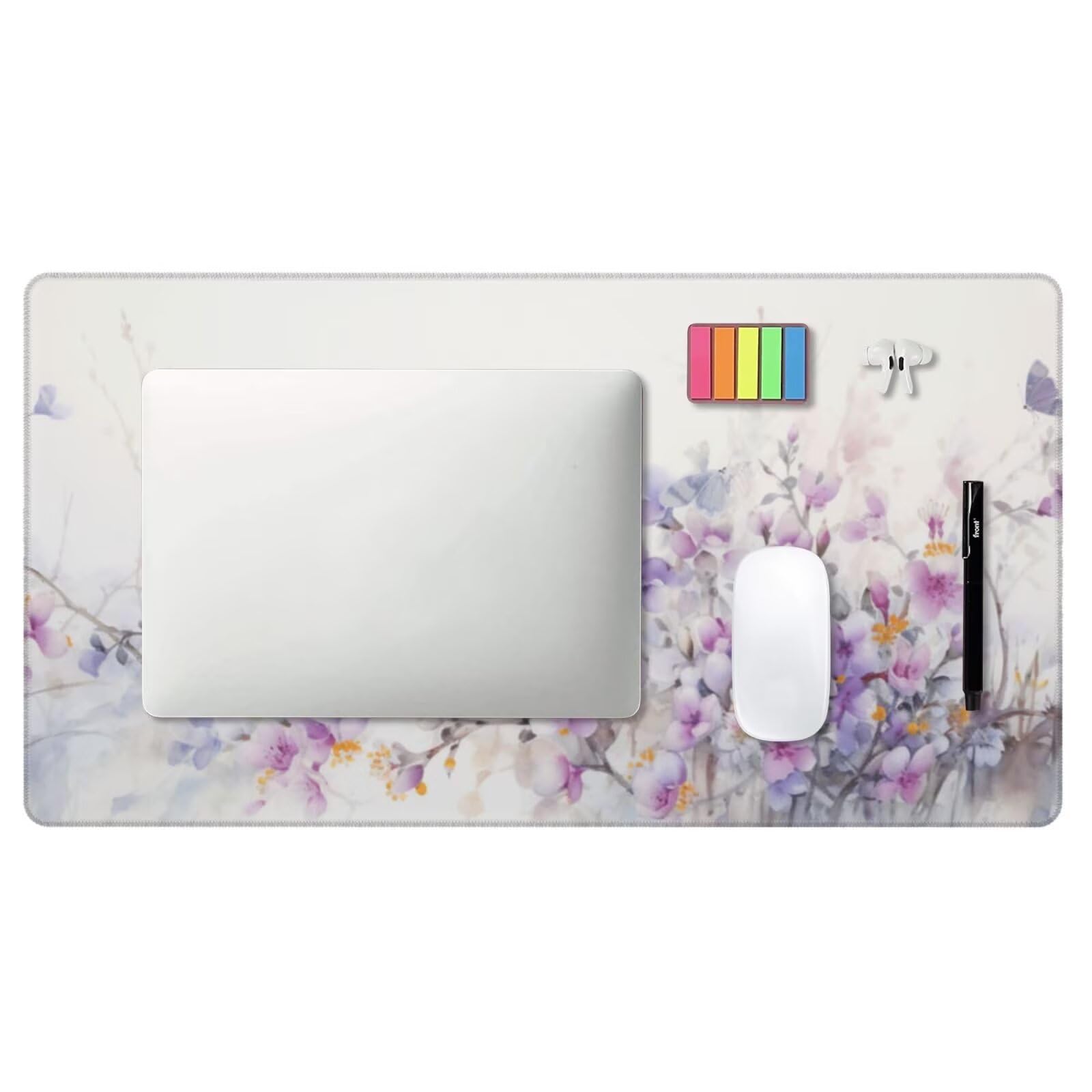 Alfombrilla de Ratón Gaming Grande XXL 1400x600x4mm con Bordes Cosidos, Tela de Micro Tejido, Base de Goma Antideslizante y Mouse Pad, para Teclado Escritorio, PC, Oficina Pensamientos Morados Y6470