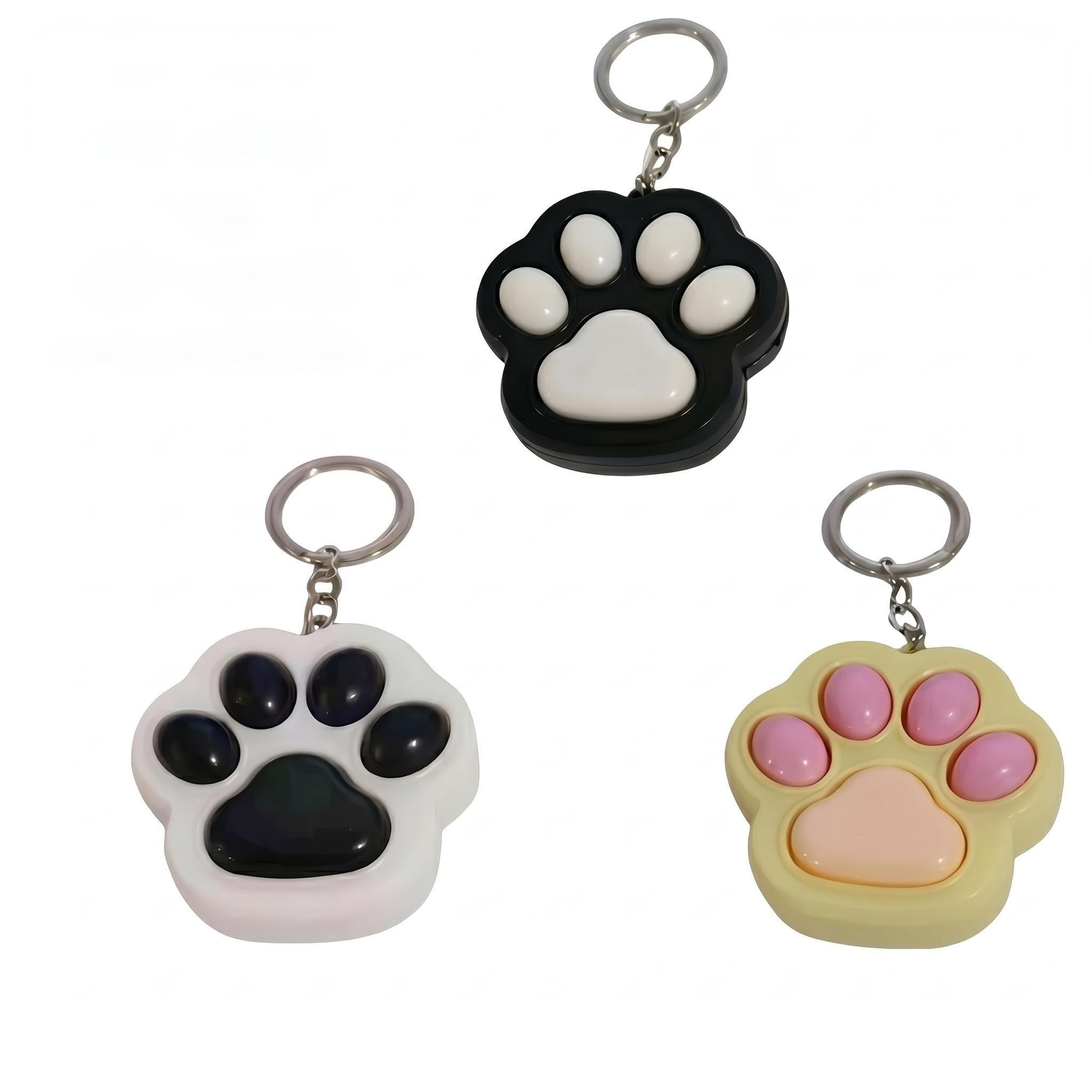 SINJAETRQ 3 Pcs Cat Paw Keyboard Fidget Toy, Cute Clicky Fidgets Keychain for Adults and Kids, Mini Clicker Fidget Toy for Stress Anxiety Relief, Portable Keyboard Clicker Gadgets