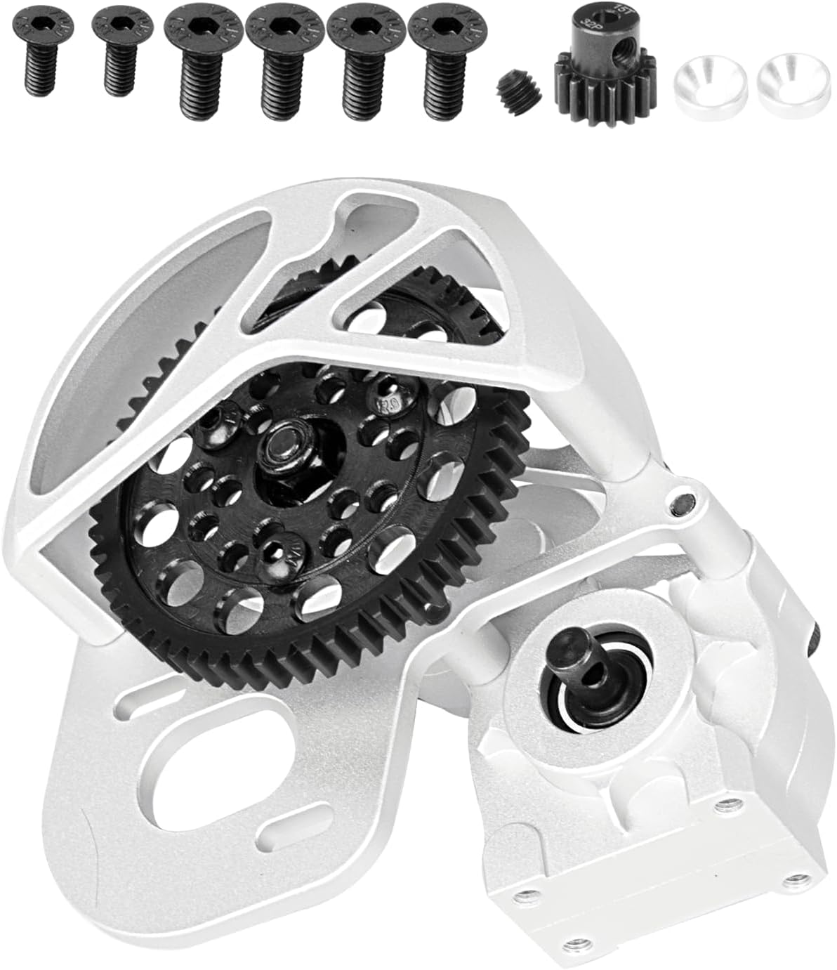 RC Aluminum Transmission Gearbox Upgrades Part for 1/10 SCX10, SCX10 II 90046 90047 Wraith,AX10 RC Crawler car,Alloy Center Transmission Gearbox,Titanium & Red
