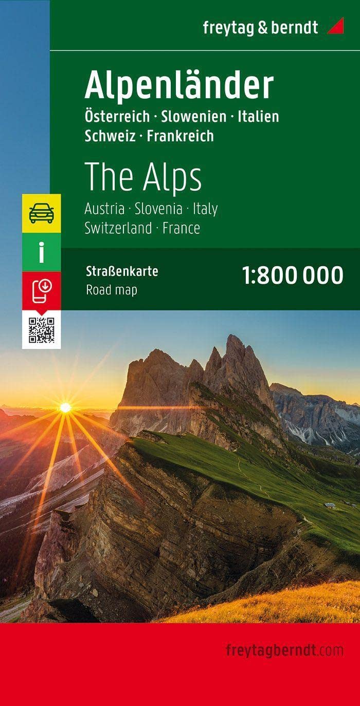 The Alps (A, Ch, F, I, Slo) Road Map 1:800 000