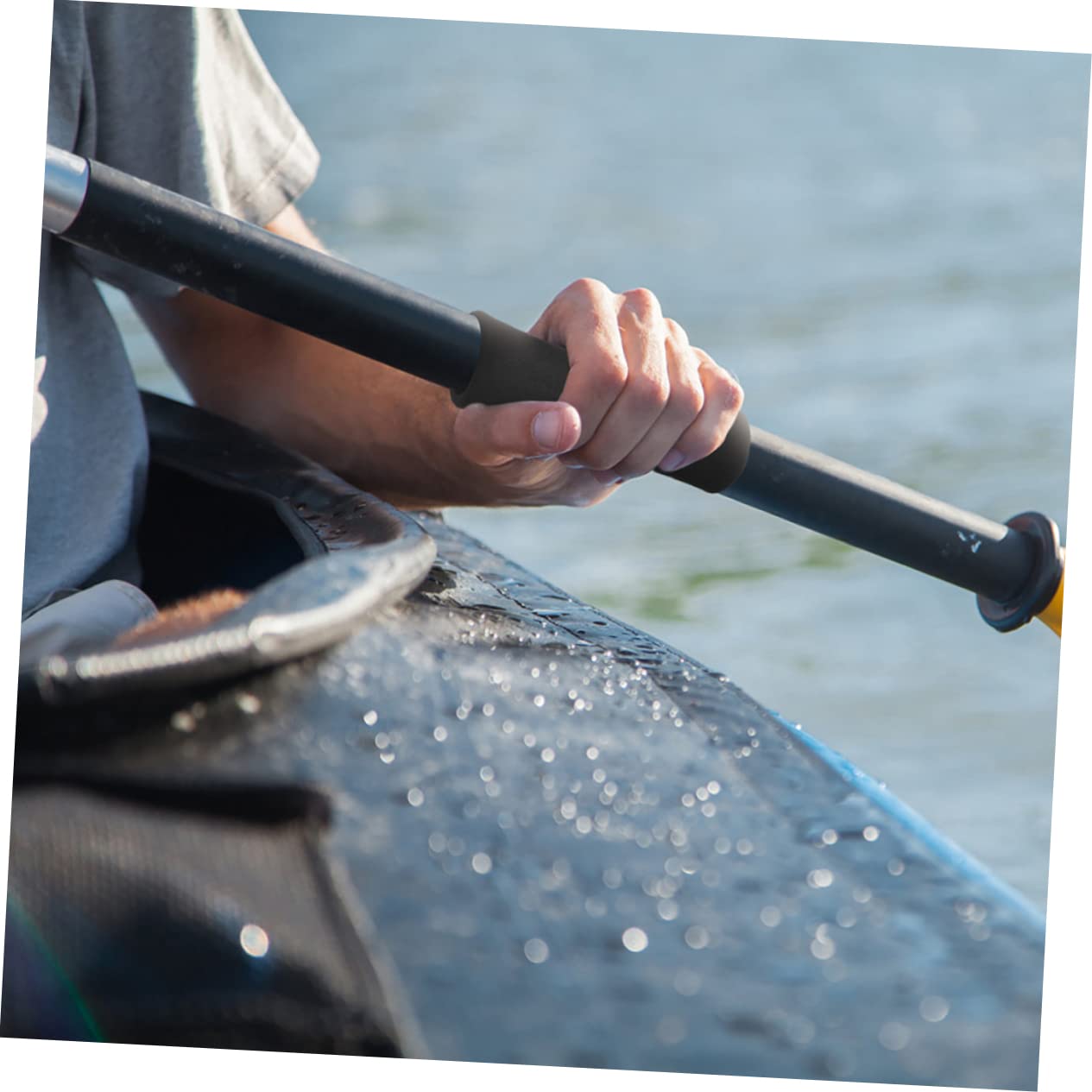 KOMBIUDA Copertura della Maniglia di Spugna Anti-Slip Protezione Mano Presa Impugnature per Manubrio Impugnatura Ergonomica per Pagaia da Kayak Guida per Paddle di Kayak Nero