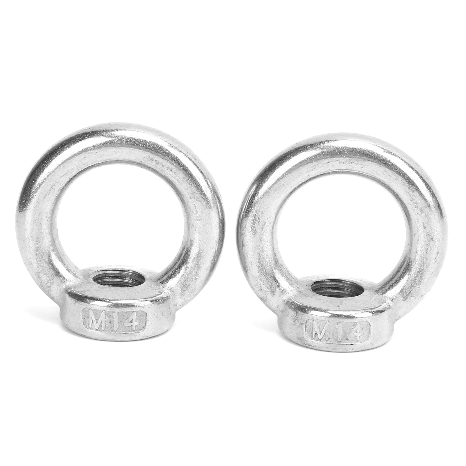 Eye Nuts, 2pcs Stainless Steel M10 M14 M12 Female Ring Threaded Lifting Eye Loop Screw Nuts for Yacht Speedboat Ship Industry (M14)