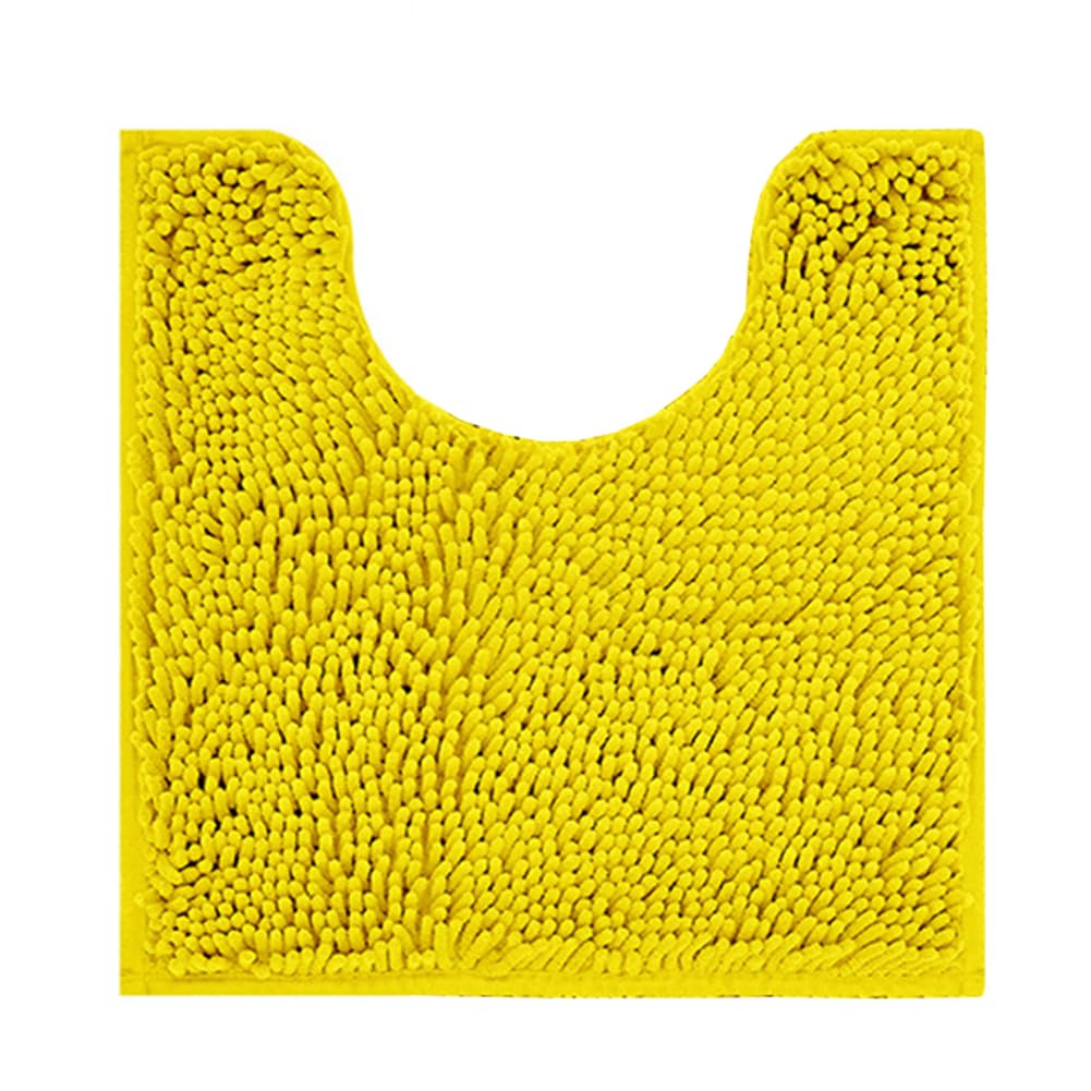 Miękkie szenilowe dywaniki toaletowe w kształcie litery U zestaw pluszowe i chłonne maty łazienkowe kudłaty kontur dywan jasnożółty 50 cm x 40 cm