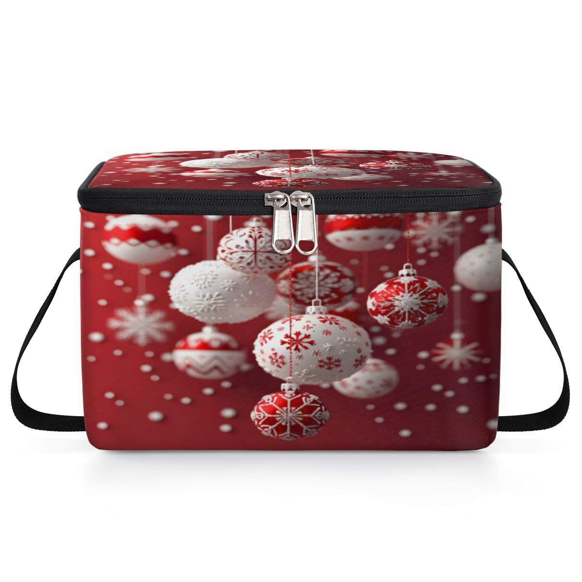 GzLeyigou Christmas Bells Decor Lunch Bags for Women Men 9 Cans, Hot & Cold Food Delivery Bag Insulated Grocery Bag Insulated Lunch Box Cooler Bag for Office Work Picnic Beach