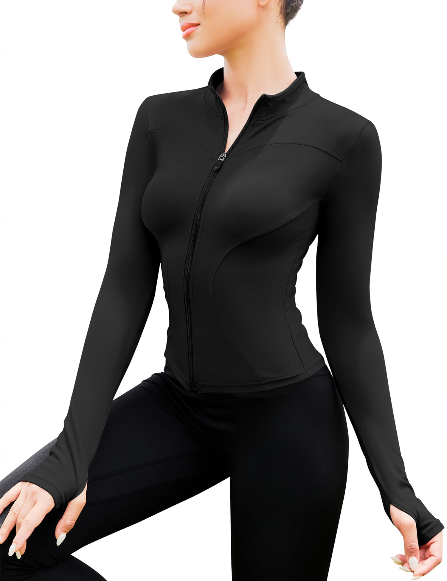 EFFAN Damen Sportjacke Yoga Shirt Langarm Fitness Eng Sportshirt Langarmshirt Laufshirt Laufjacke Gym Trainingsjacke Tops Sport Jacke