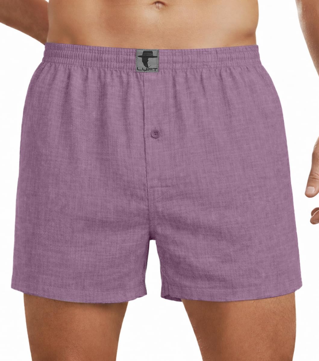 LUFT Mens Fine Linen Soft Stretch Elastic Waistband Underwear Boxer Shorts