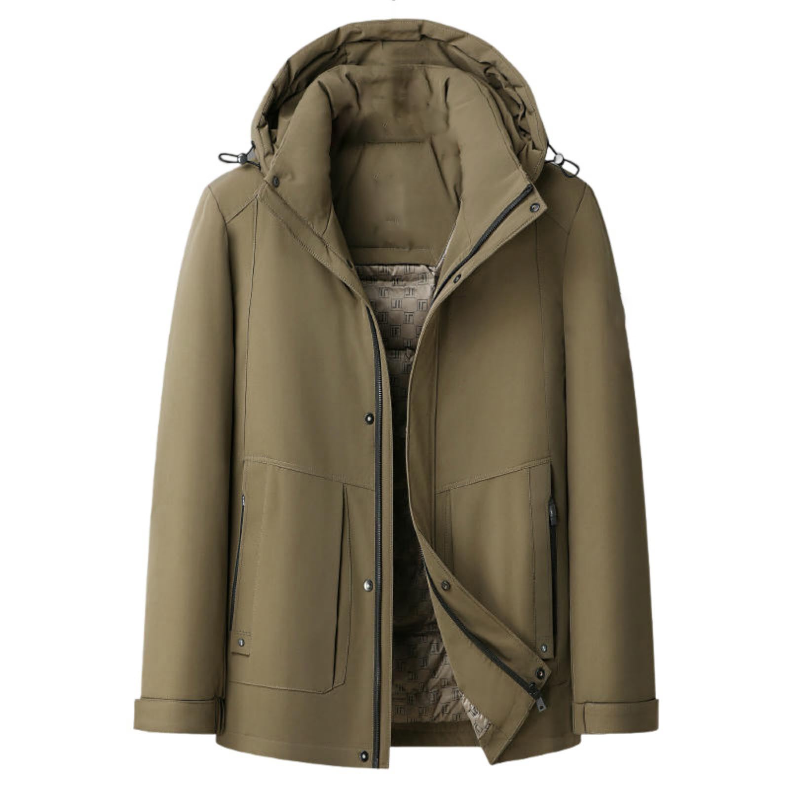 Chaqueta de plumón con capucha para hombre para evitar el frío en invierno al aire libre casual 6