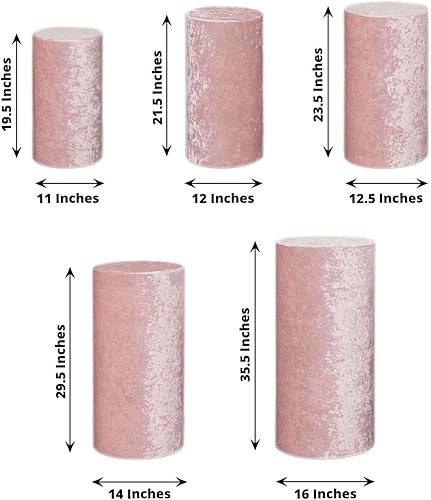 Vista 202 de Efavormart - Juego de 5 fundas de soporte para caja de exhibición cilíndrica de elastano, color negro, fundas elásticas para pilar de pedestal, 160