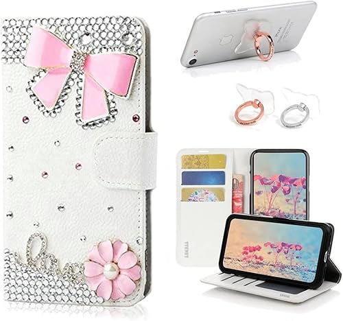 STENES Bling - Funda tipo cartera compatible con iPod Touch 5 y iPod Touch 6, elegante, diseño de flores hechas a mano en 3D con soporte para