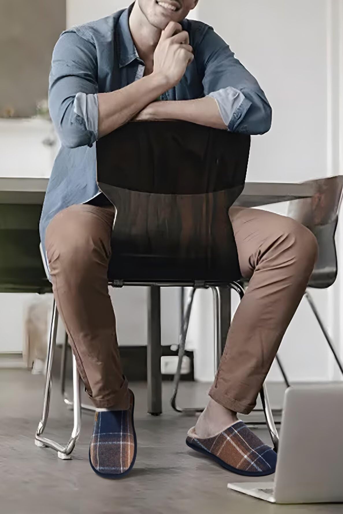 ONCAI Pantofole da Uomo Invernali, Comoda Memory Foam Calde Scarpe da Casa in Lana Con Suola Antiscivolo Taglia 40-49 EU