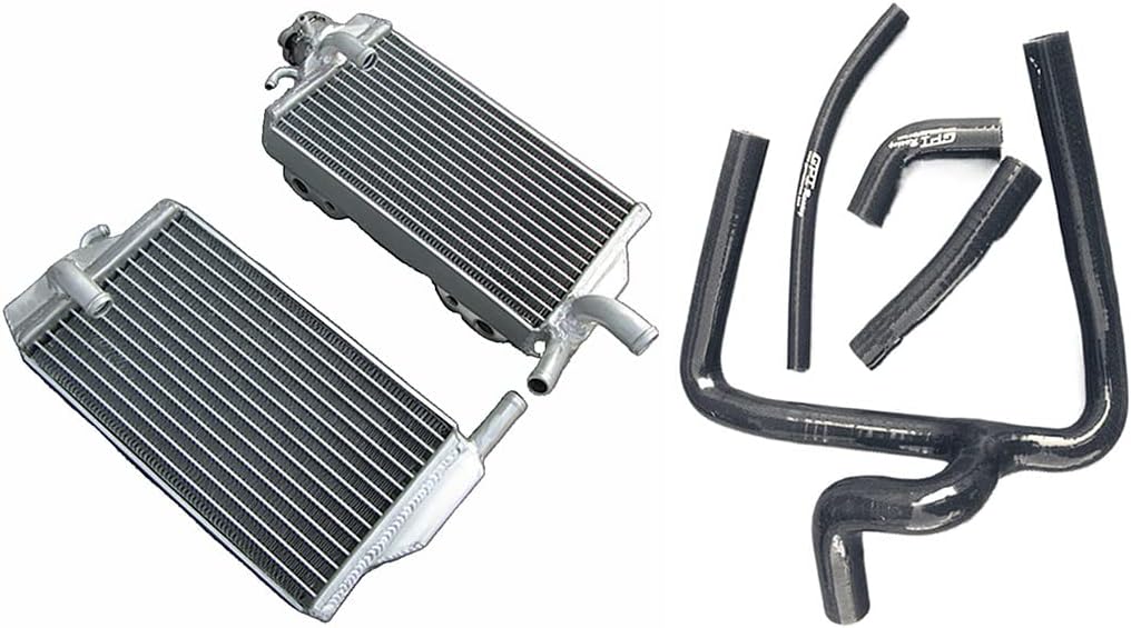 Aluminum Radiator + Silicone Y Hose for 2002-2004 Honda CR250R CR250 2003 02 03 04 (Black)