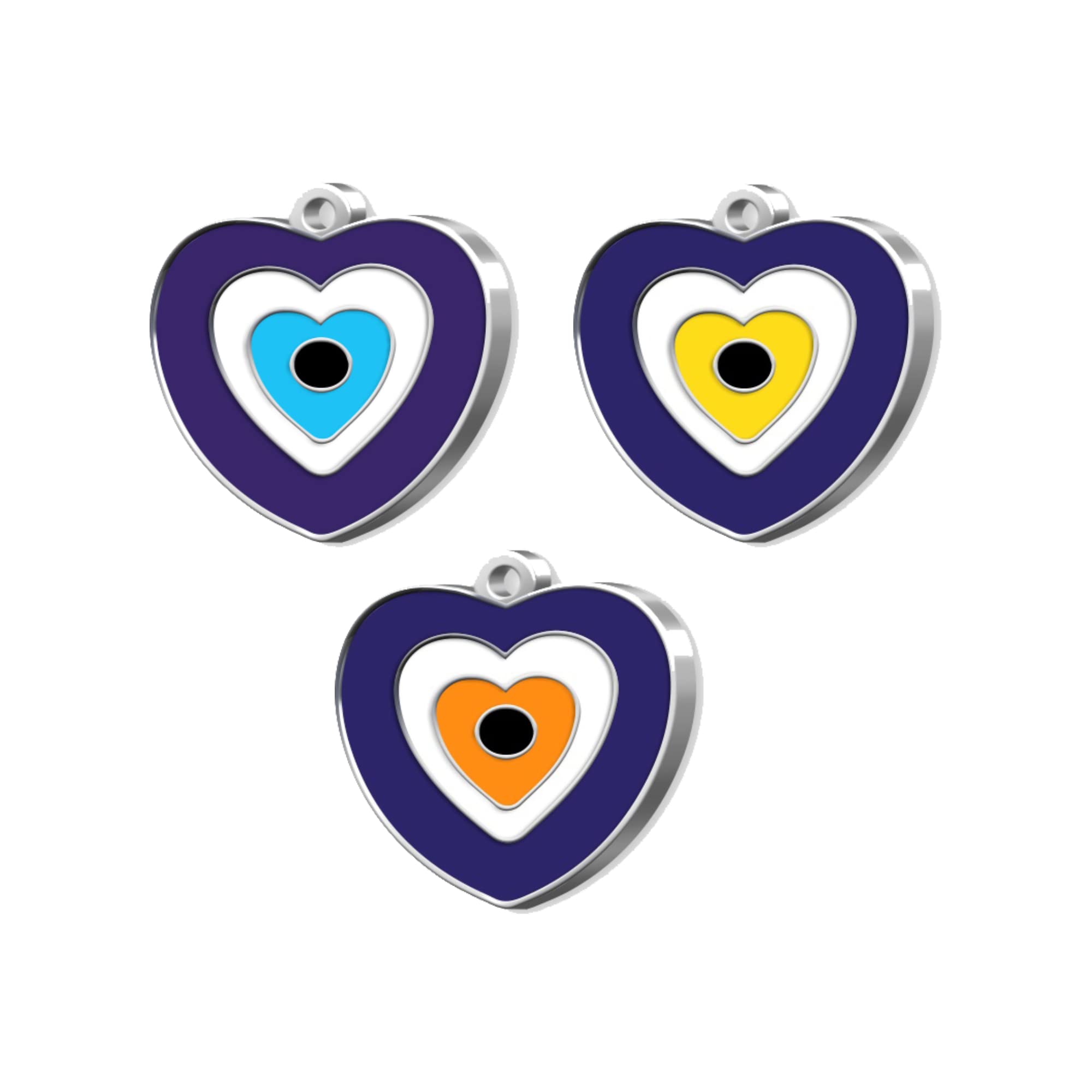 Evil Eye Charm Personalized Pet Tag - Silver Plated Pet Tags - Engraved Tag for Dog - Customized Cat Dog Tag - Silver Plated Dog id Tag -TS12 (Blue)