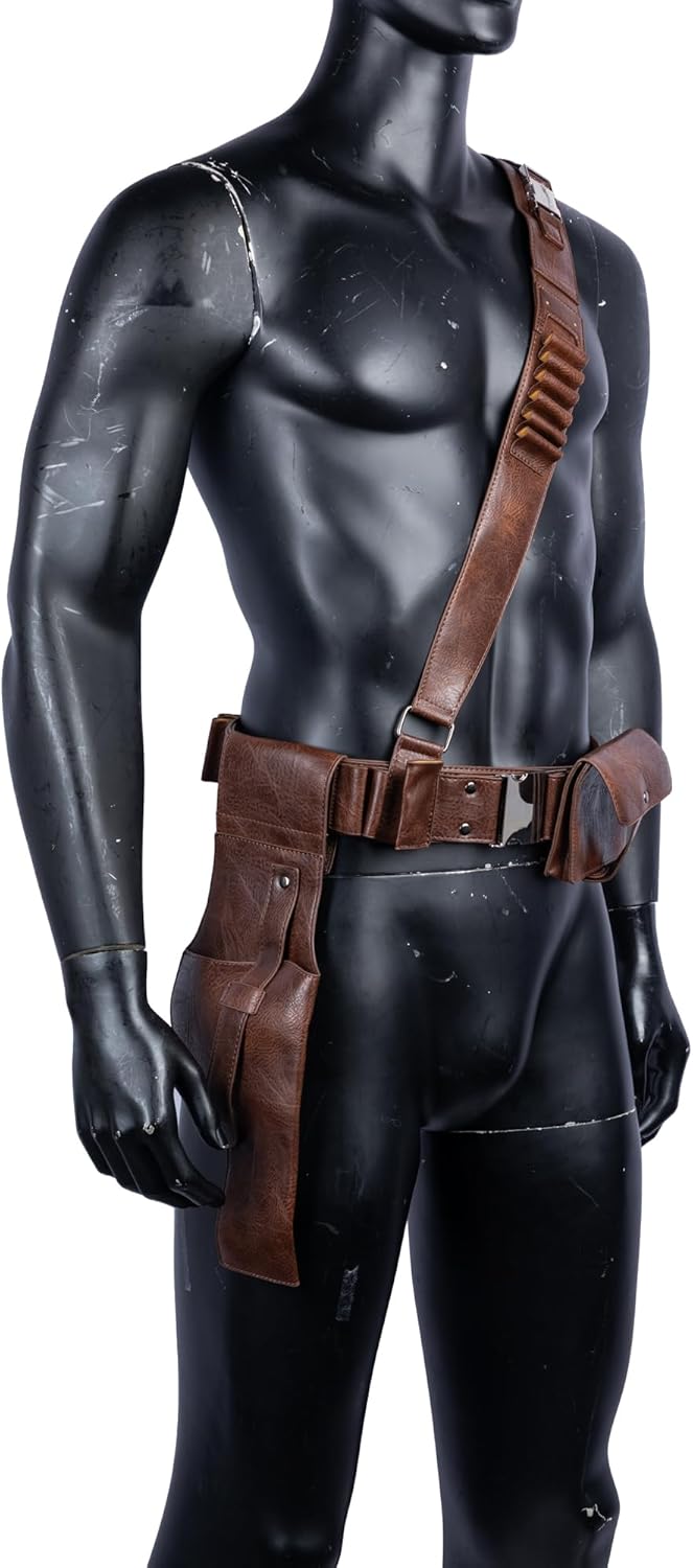 Men's Cosplay Costume Belt Holster PU Leather Holster Costume Belts Props Accessory for Halloween