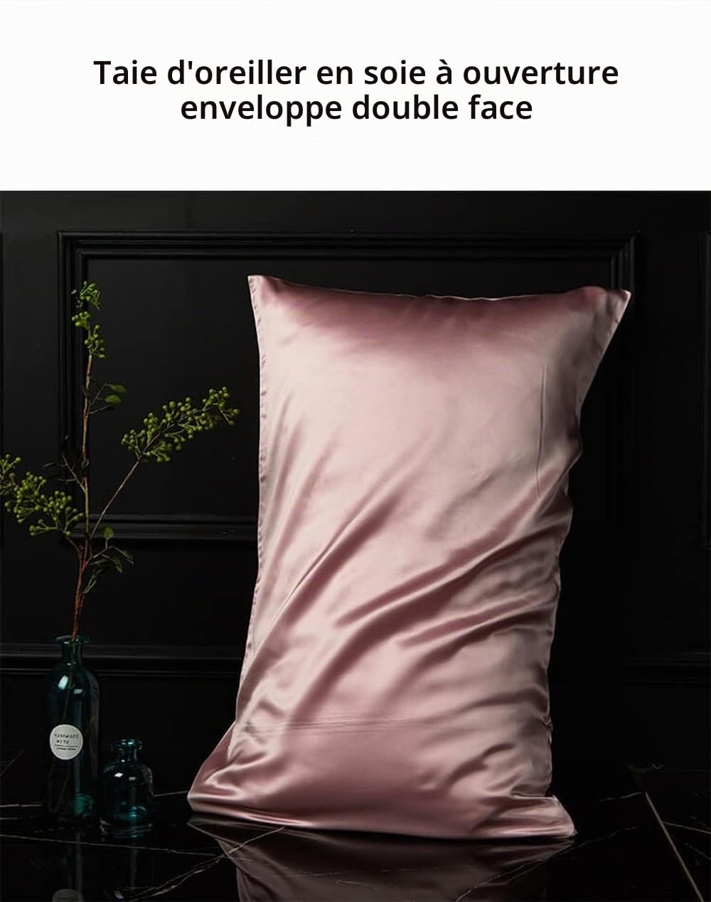 Taie Oreiller Soie de mûrier Naturel pour Les Cheveux et la Peau, taie d'oreiller en Soie Double Face, Respirante et Confortable, pour Adultes et Enfants (Orange,50x75cm)