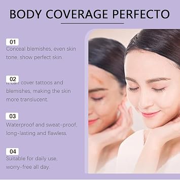 All over Body Complexion Perfector, Tattoo Cover up Makeup Waterproof, Body Coverage Perfector with Brush, Transfer-Resistant Makeup, Long Last Body Foundation, Tattoo Cover up Cream (2 PCS)