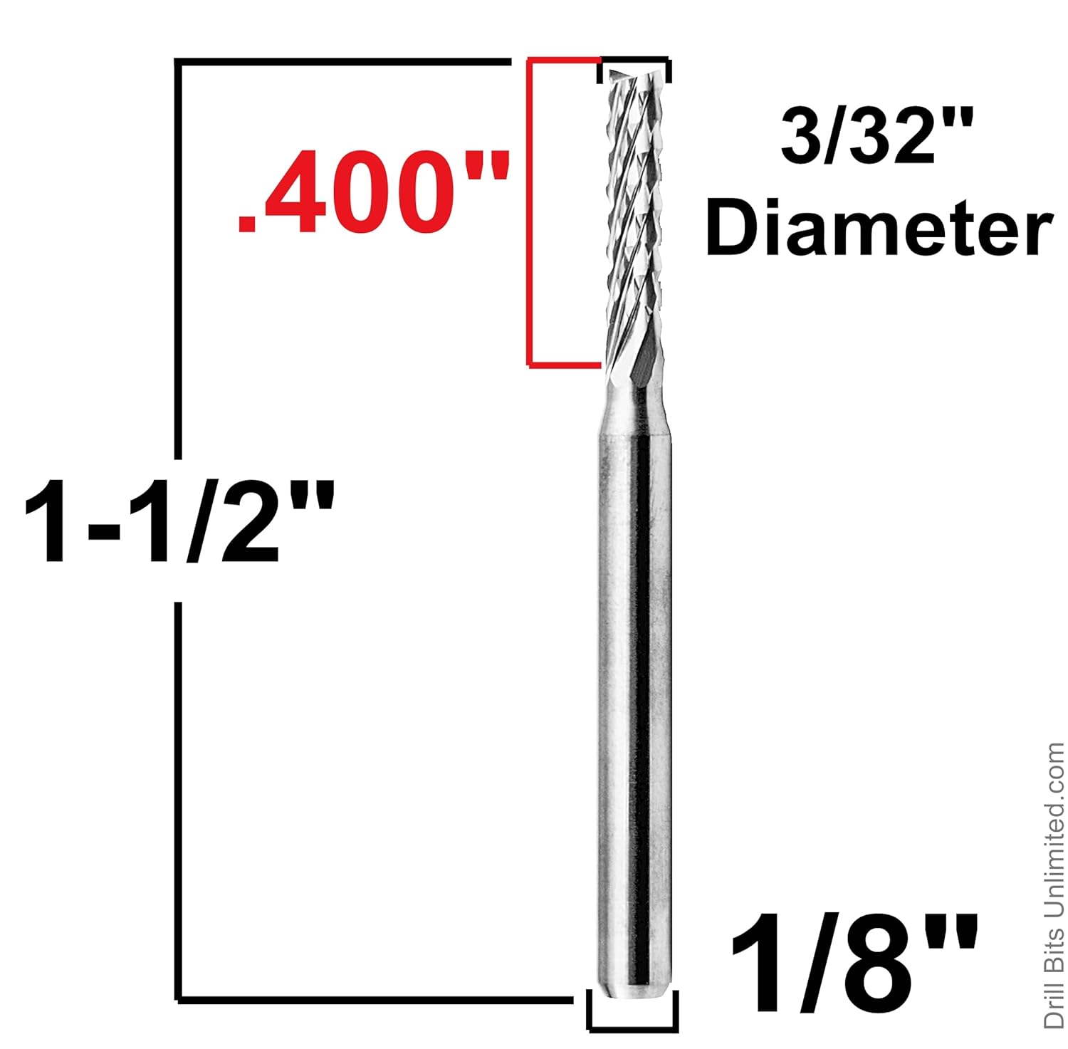 3/32" Grout Removal Tool Tile Cutting Bit - Five Pieces - Solid Carbide Made in USA