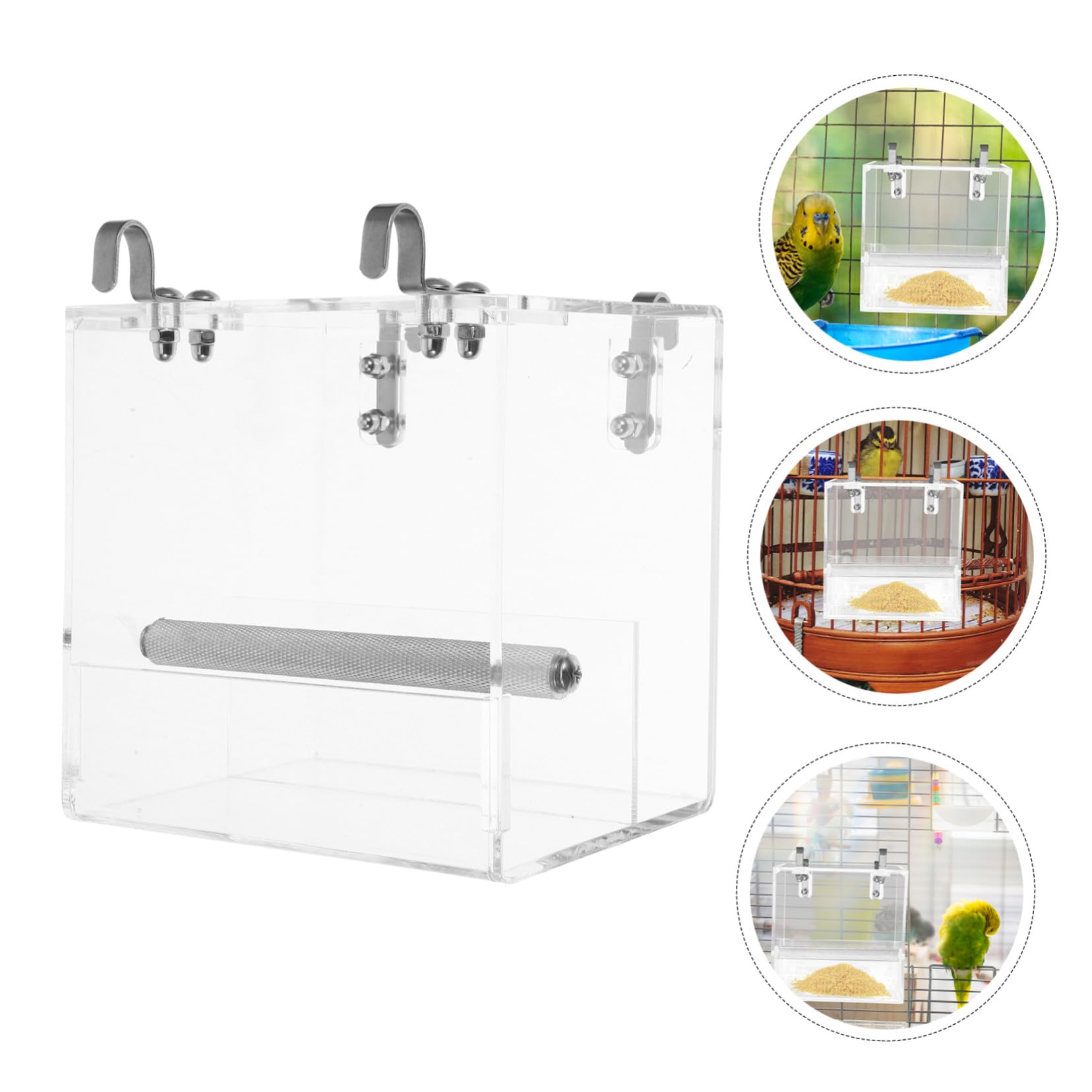 Comedero Automático para y Pájaros Pequeños Dispensador de Agua y Alimento Fácil de Instalar Diseño Colgante de Plástico Resistente para Jaulas S