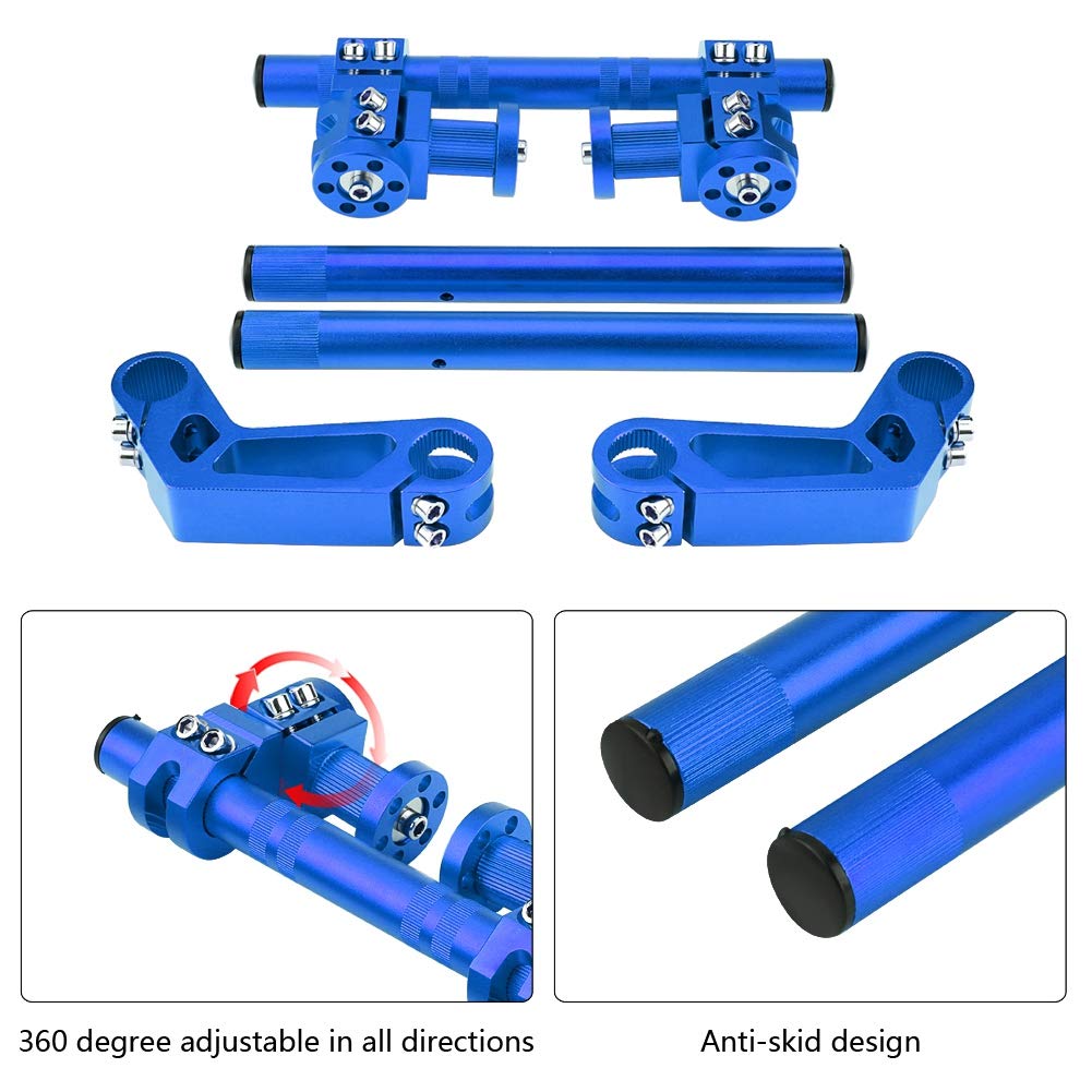 di manubrio regolabile CNC da 7/8" (22 mm) per moto, manubrio in alluminio ricavato dal pieno per pit bike e dirt bike da 125, manubrio rimovibile con regolazione (Blu)
