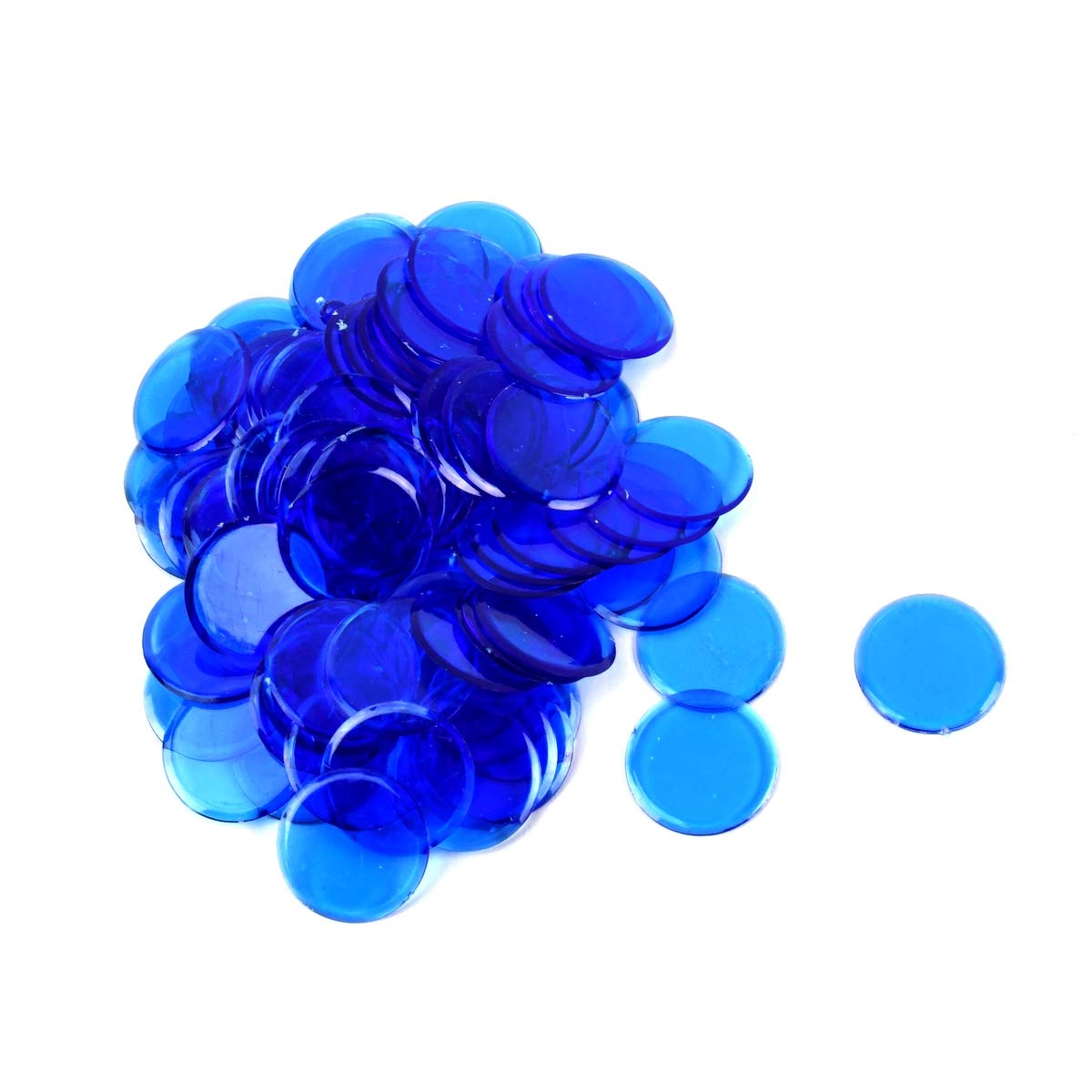 Treasure Gurus 100 Clear Blue 7/8" Plastic Bingo Chip Transparent Paper Hard Card Marker Set