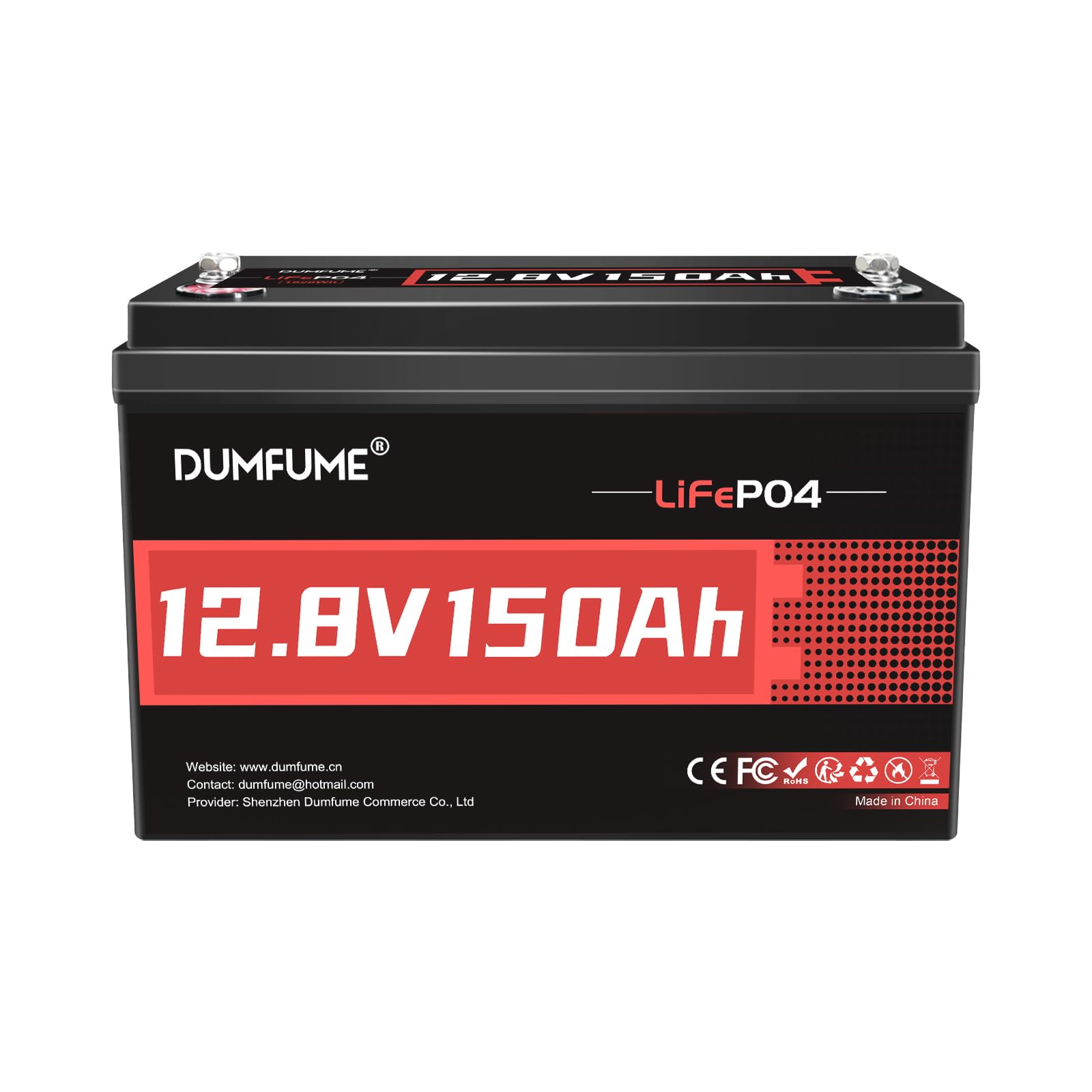 Batterie Lithium LiFePO4 12V 150Ah - 1,92KWh Batterie Camping-Car Compacte pour Installations Solaires, Camping Photovoltaïque, Alimentation Secours, 6000+ Cycles BMS Intégré Protection