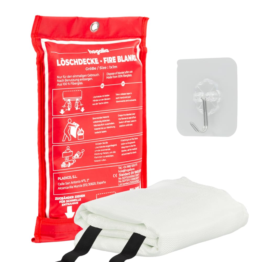 Manta Ignífuga Homologada | Fire Blanket para Cocina, Barbacoa y Emergencias | Antiincendios y Aislamiento Térmico (100 cm x 100 cm)