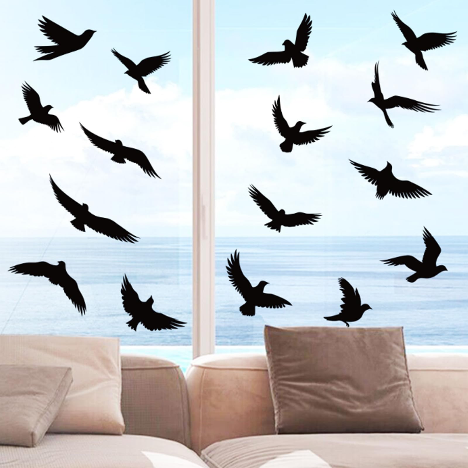 QSZHSL 20 Pcs Large Size Anti-Collision Window Clings Bird Shape Window Sticker, Self Adhesive Bird Shape Clings,Decals for Preventing People and Birds Strikes on Window Glass Party Accessory (20 Pcs)