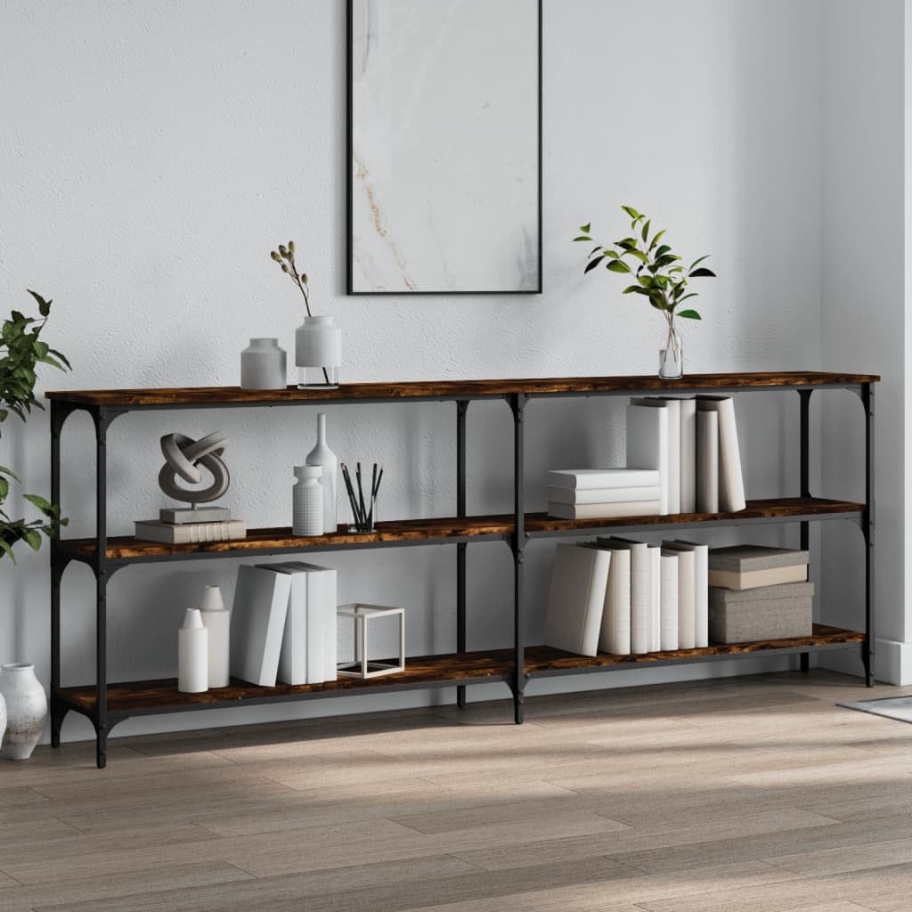 Tavolo consolle in rovere affumicato, 200 x 29 x 75 cm, in legno e