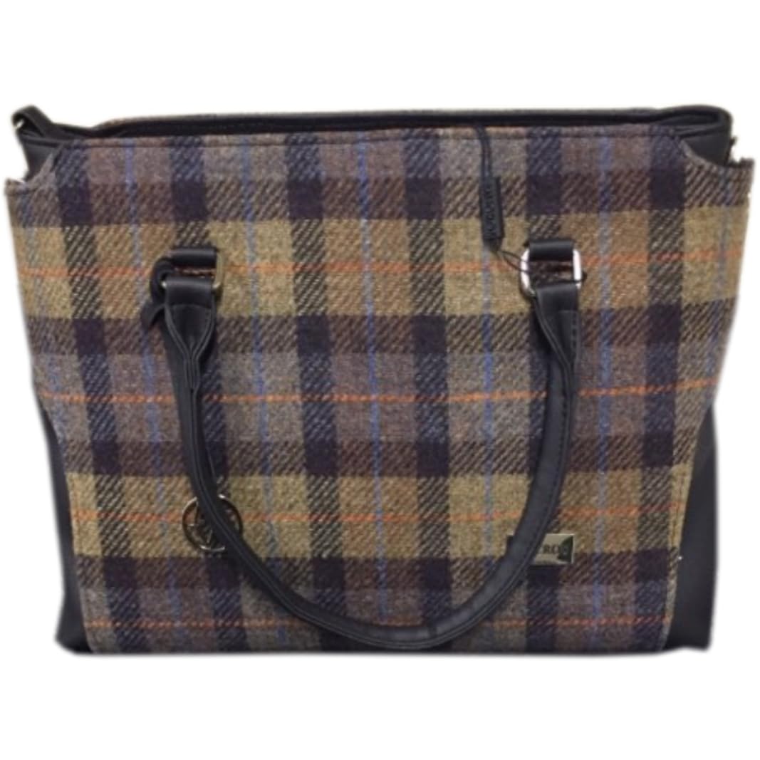 Mucros Weavers Ladies Emily Handbag, 100% Wool Tweed, Imported from Ireland, One size (Blue, Tan, Orange)