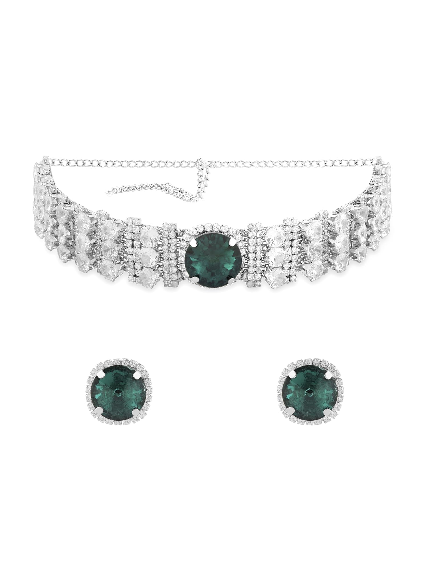 ZAVERI PEARLS Green Designer Stones & Austrian Diamonds Party Choker Necklace & Earring For Women-ZPFK16719 (B0CL2D8SGP) Amazon Price History, Amazon Price Tracker