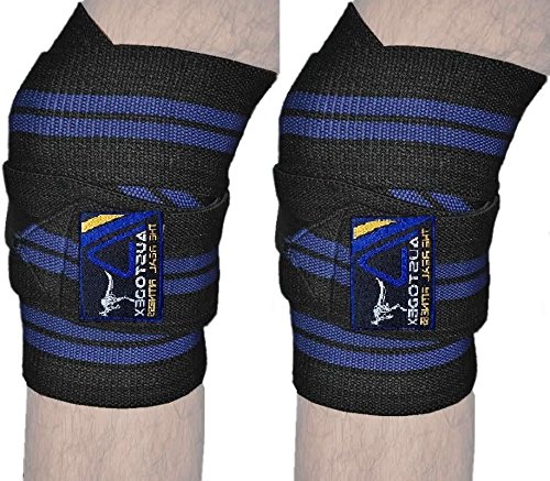 AUSTODEX HEAVY DUTY KNEE WRAPS FOR BODYBUILDING / POWER LIFTING WEIGHT LIFTING