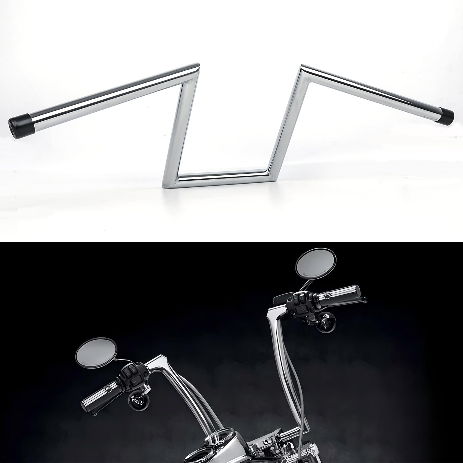 DREAMIZER 1 inch Motorcycle Handlebars 10" Rise 25mm Ape Hanger Z-Bars Compatible With Harley Sportster Softail Dyna Yamaha Suzuki Kawasaki Chopper Cruisers Bobber Cafe Racer custom Bike 1982-Up