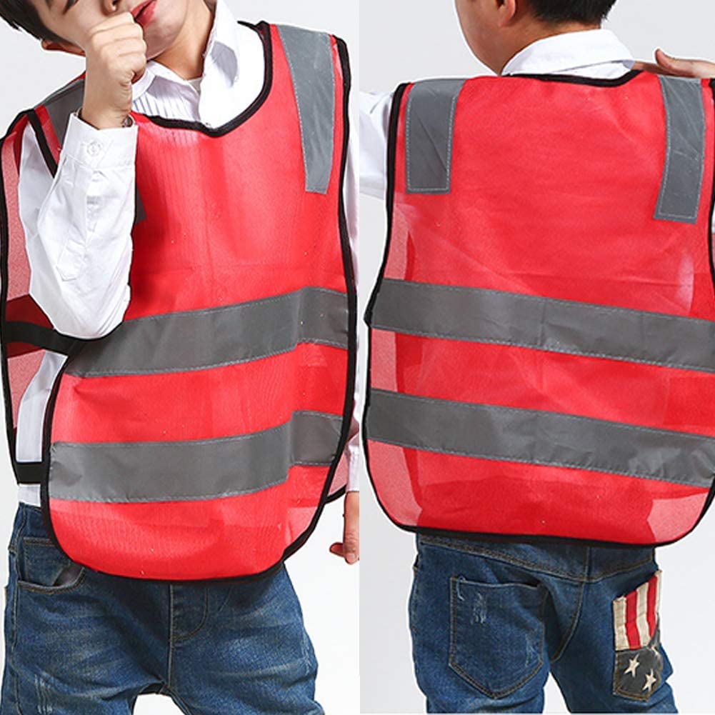 Gilet de sécurité haute visibilité, Gilet de Sécurité Réfléchissant Enfant Haute Visibilité Multicolore Lot 2(Orange)