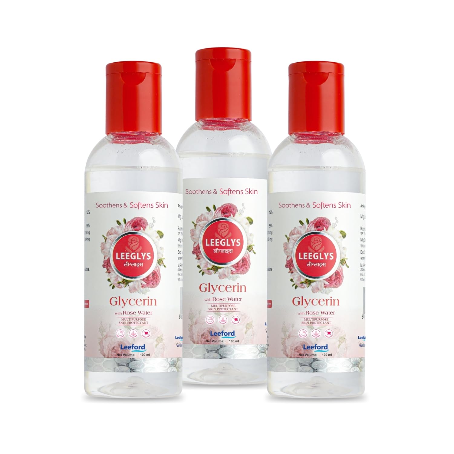 Leeford Leeglys Glycerin Rose Water Toner for Face Pack of 3-100ml Each - Enriched with 12% Rose water and 88% Glycerin || For Nourished and Smooth Skin || Multipurpose Use-image-21