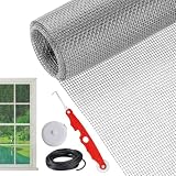 Deck-Sichtnetz-Ersatz-Set – Netz-Rolle | Fensterersatz | 390 x 119 cm robustes Fiberglas-Netz, haustiersicheres Netz mit Rollwerkzeug, Terrassentür-Reparatur-Set für Veranda, Schieben