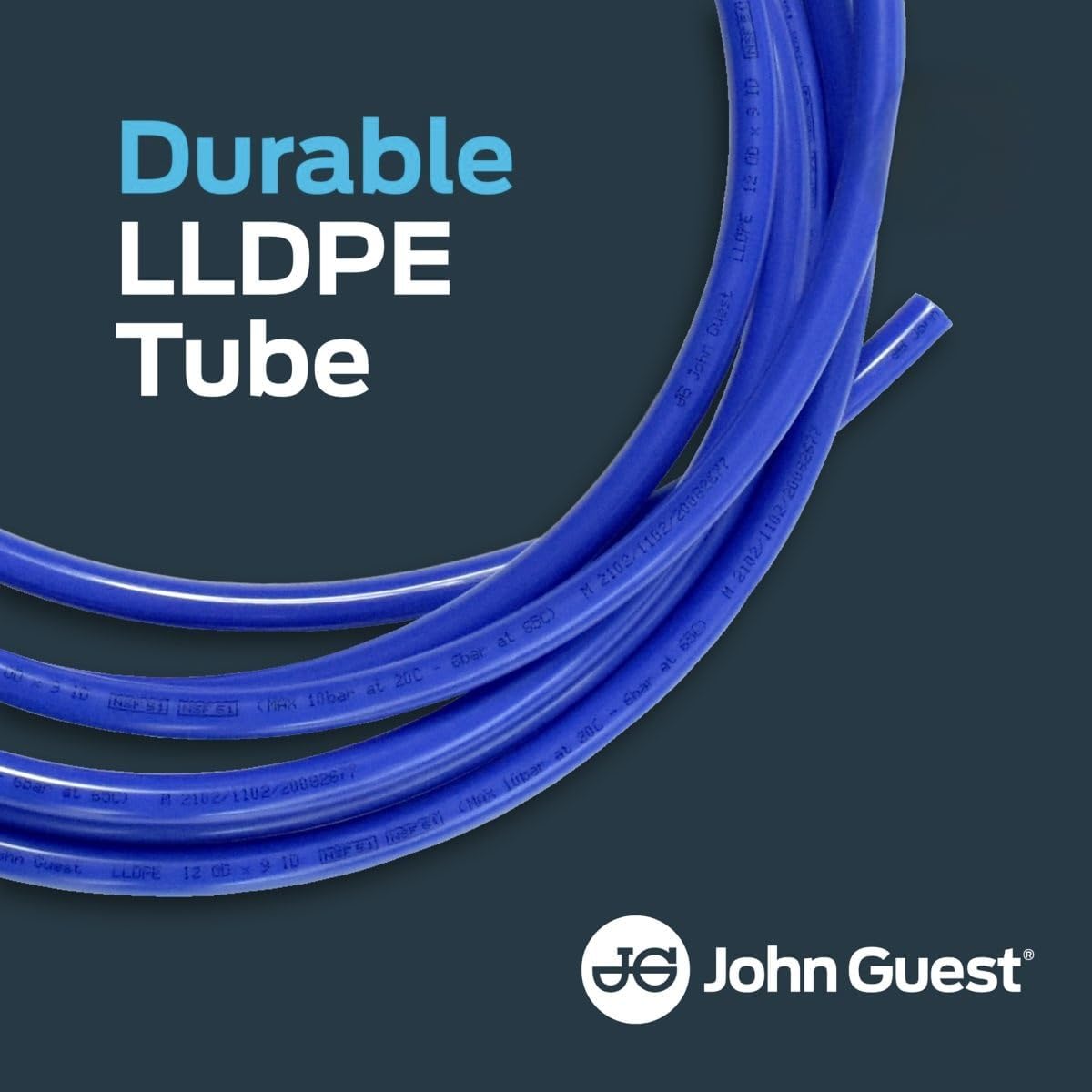 John Guest - Tubo de LLDPE de 12 mm, color azul, de 20 metros de longitud | Tubo de polietileno flexible para sistemas de agua, perfecto para autocaravana, caravana y camping