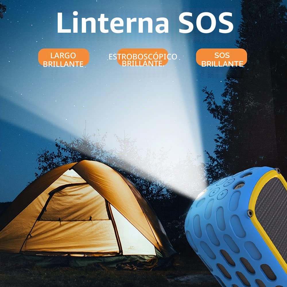 CYBORIS Altavoz Solar Bluetooth, 30 Horas Playtime Actualizado 20W Alta Fidelidad Inalámbrico Bluetooth Portátil 5.0 Altavoz Estéreo Solar Powered a Prueba de Golpes e Impermeable (Negro)