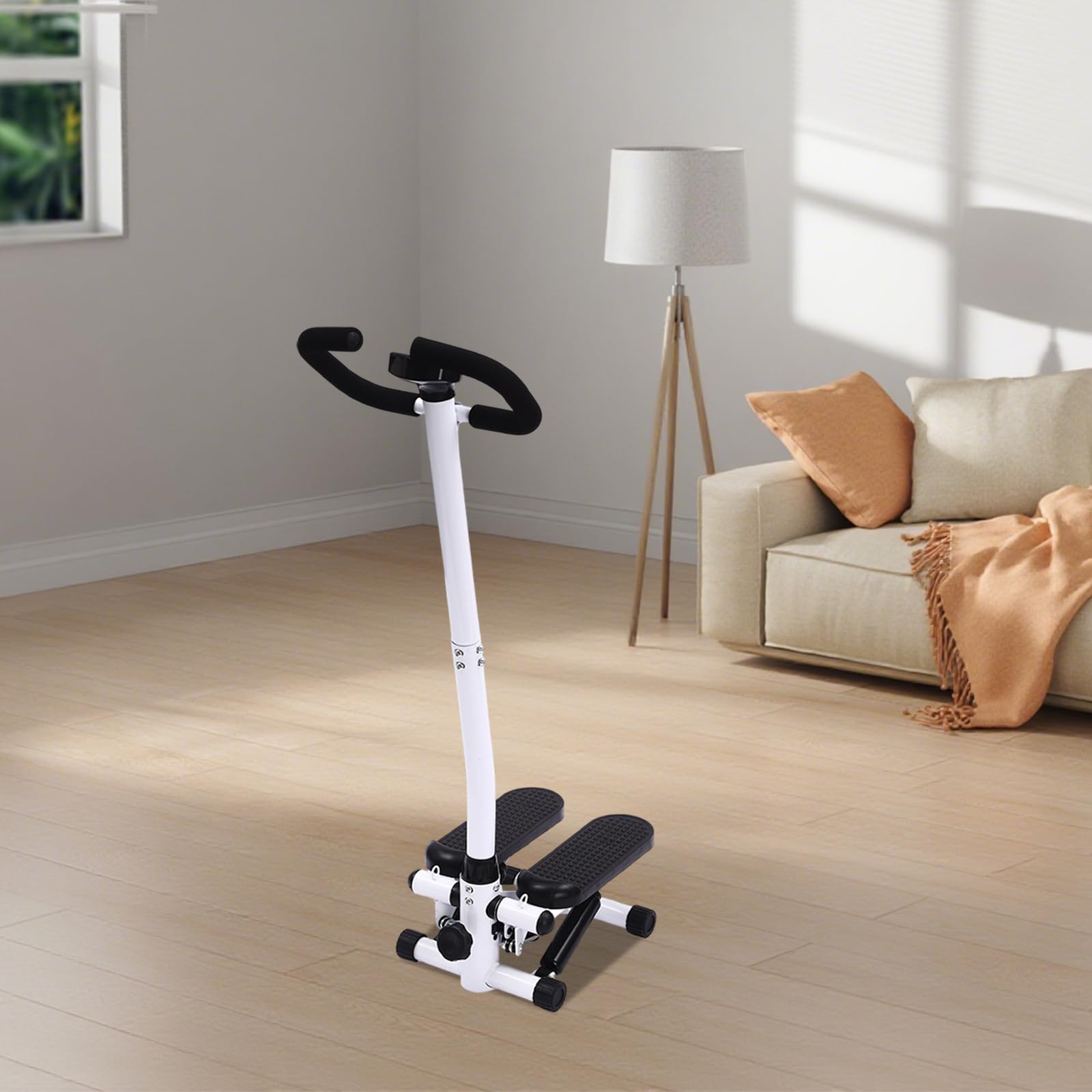 Fitness Stepper, Cyclette, Cardio Stepper, con display, sistema idraulico, fasce di resistenza, altezza regolabile, Up-Down Swing, pedali antiscivolo, per casa, ufficio, 150 kg