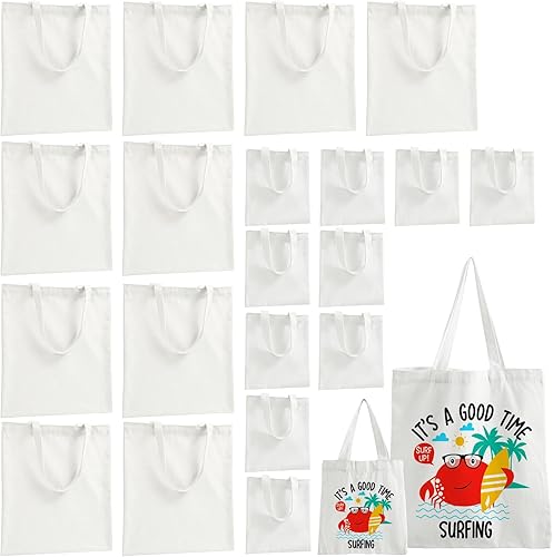 TAOZIM 20Pack Canvas Tote Bag, Reusable Grocery Bags Economical Cotton Shopping Cloth Bags