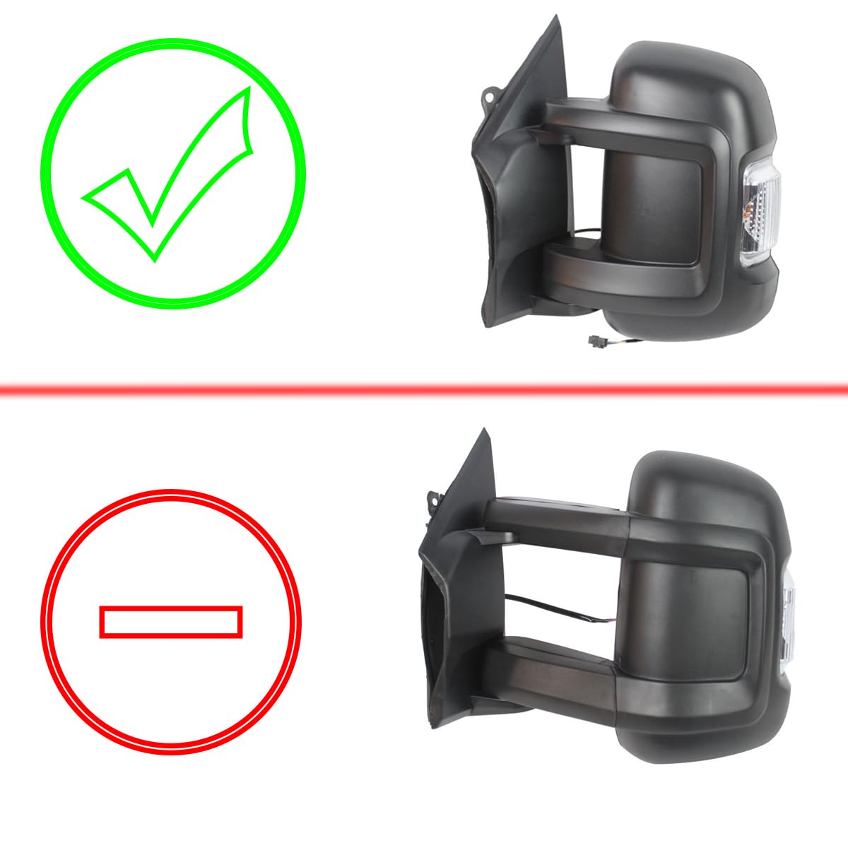 Cubierta de espejo + intermitente izquierdo espejo retrovisor exterior tapa del lado del conductor + luz intermitente compatible con Peugeot Boxer Fiat Ducato Citroën Jumper a partir de 2006