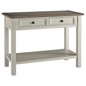 Signature Design by Ashley Bolanburg Farmhouse Rectangular Two Tone Sofa Table Antique Cream
