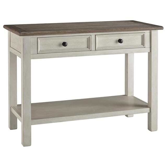 Signature Design by Ashley Bolanburg Farmhouse Rectangular Two Tone Sofa Table Antique Cream