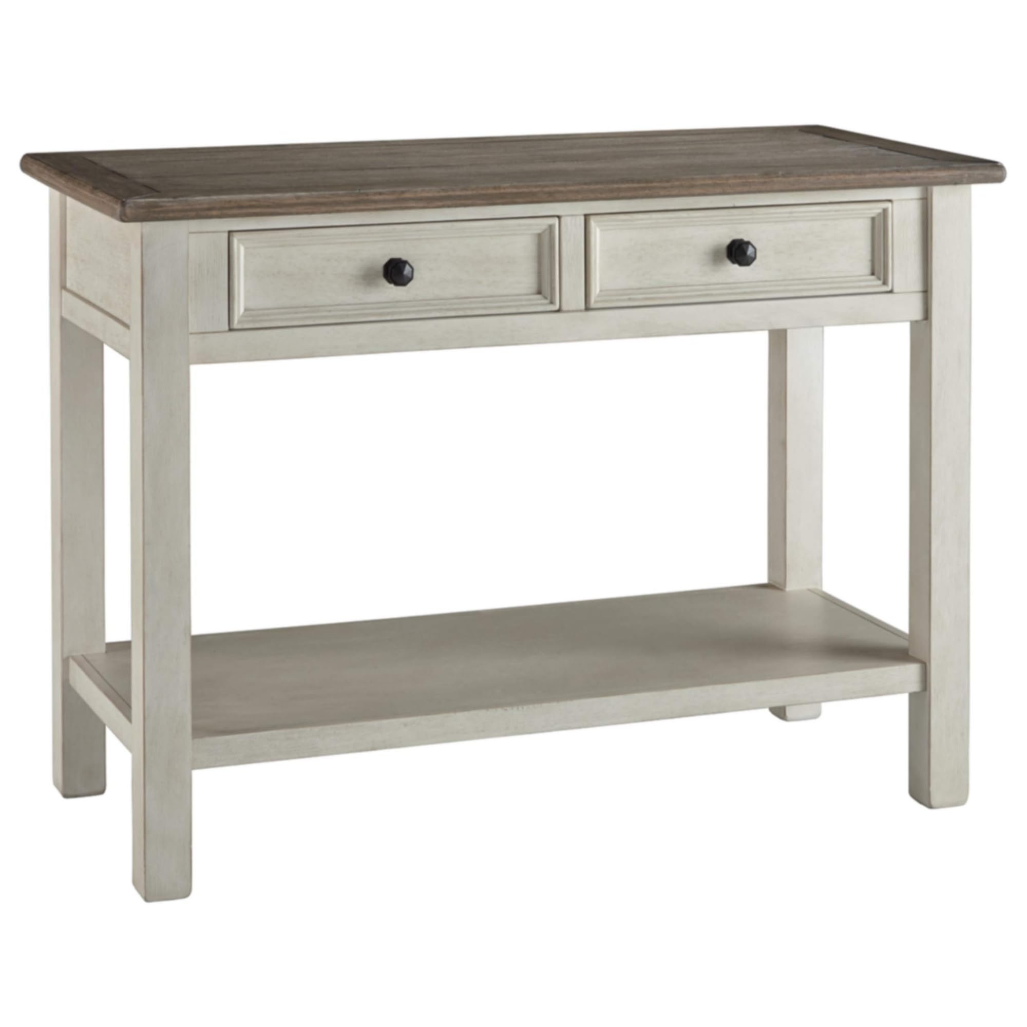Signature Design by Ashley Bolanburg Farmhouse Rectangular Two Tone Sofa Table, Antique Cream